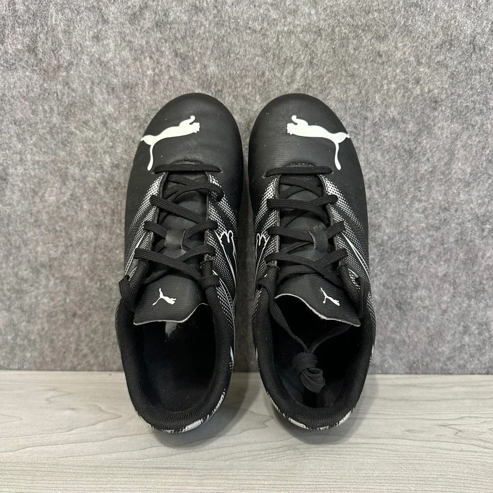 Puma Attacanto FG/AG Soccer Cleats Kids 3.5 Black White 107480-01 Football Boots
